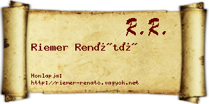 Riemer Renátó névjegykártya